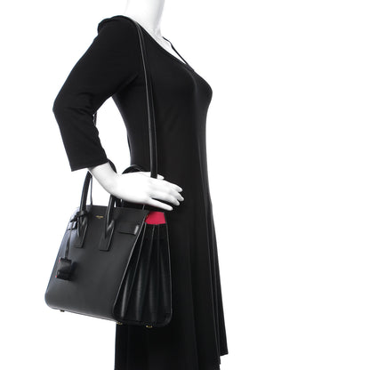 Saint Laurent Calfskin Small Sac De Jour Black Fuchsia 2 of 15