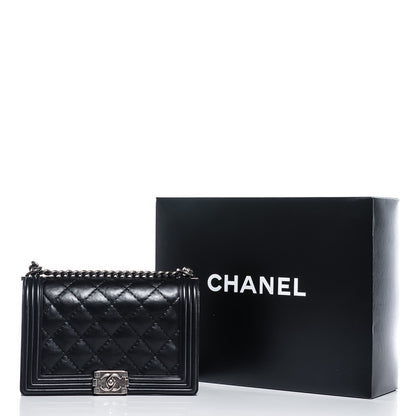 Chanel Calfskin Quilted Double Stitch New Medium Boy Flap Black 8 of 8