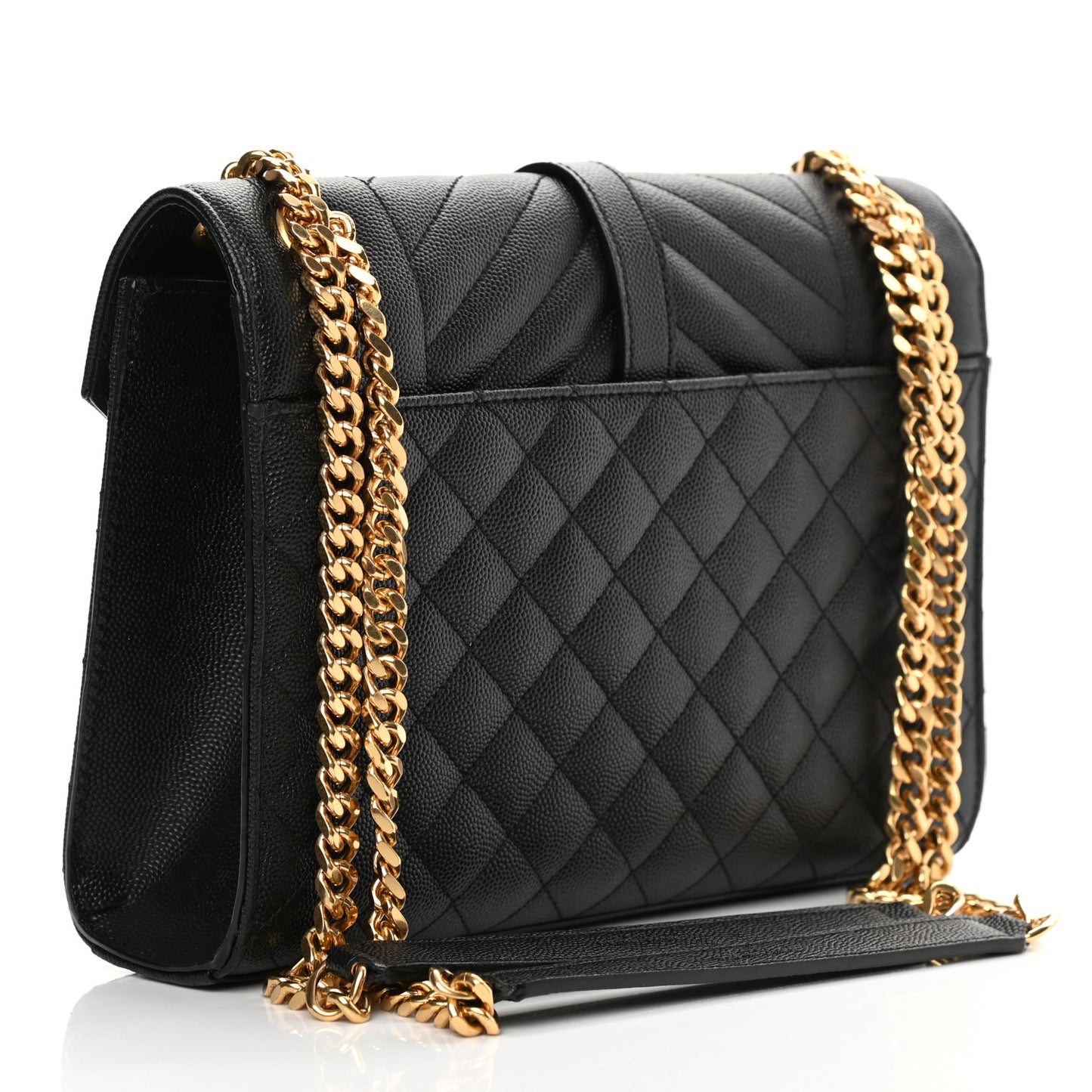 Grain De Poudre Textured Mixed Matelasse Triquilt Medium Monogram Satchel Black