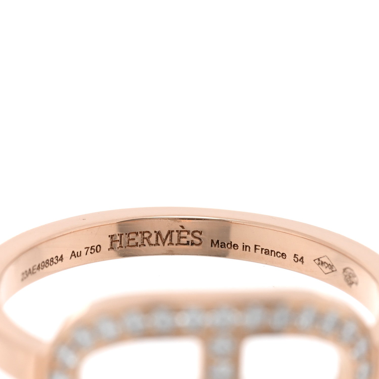 Hermes 18K Rose Gold Diamond MM Chaine d'Ancre Contour Ring 54 7 4 of 5
