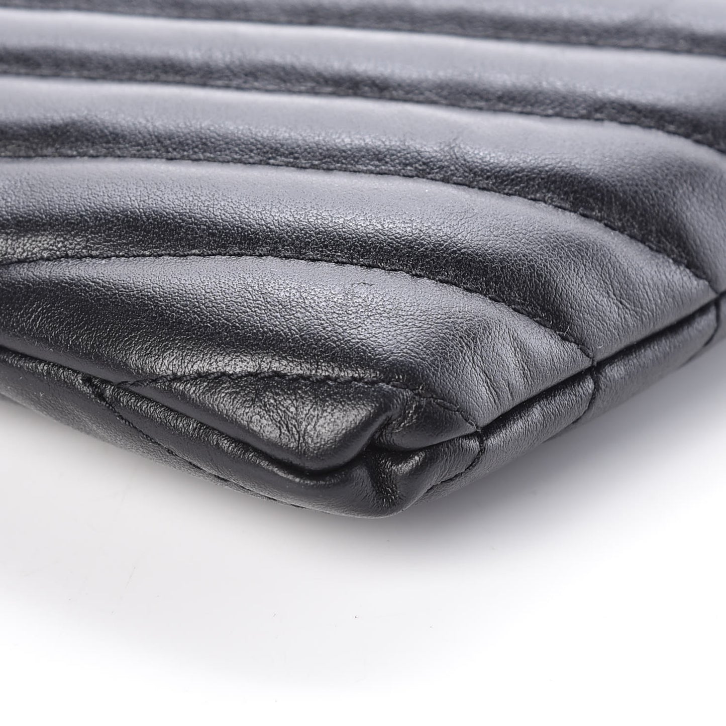 Calfskin Matelasse Chevron Monogram A5 Wristlet Black