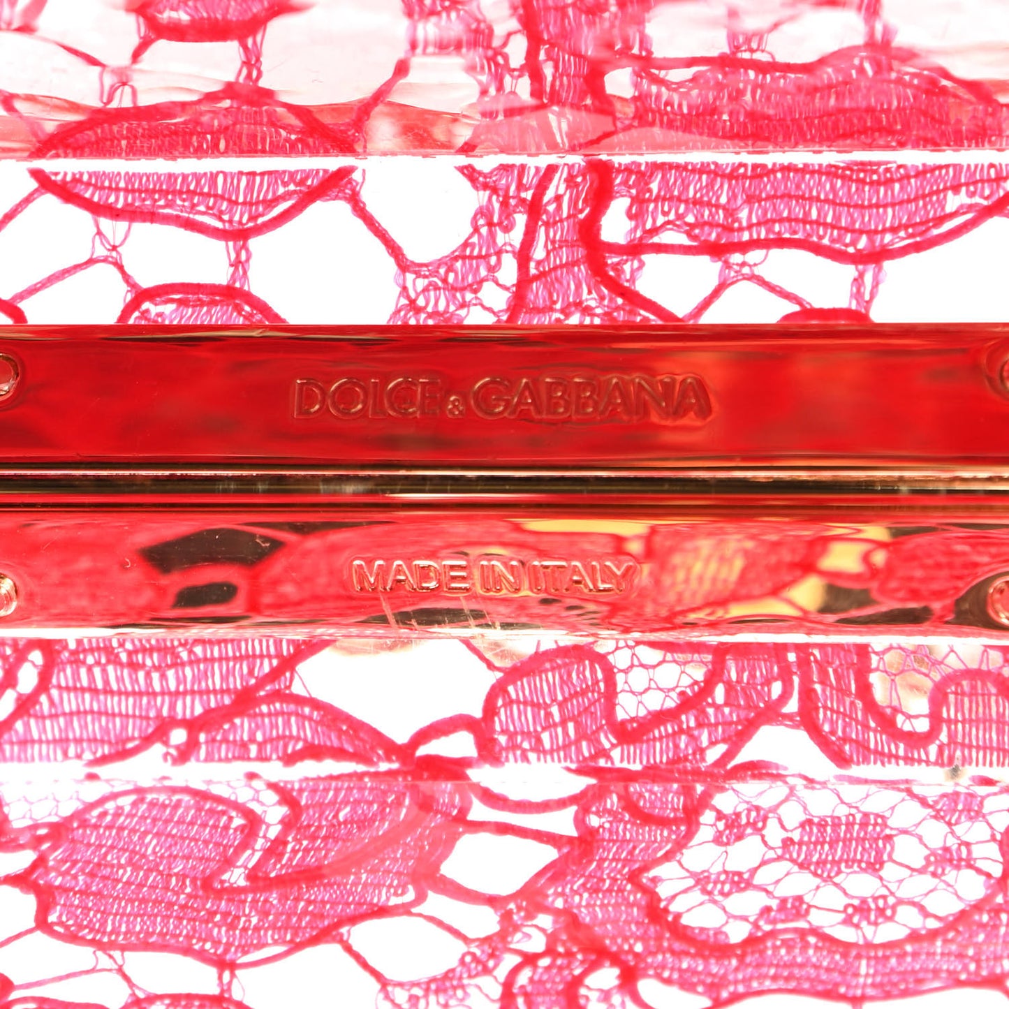 Plexiglass Lace Dolce Box Clutch Red