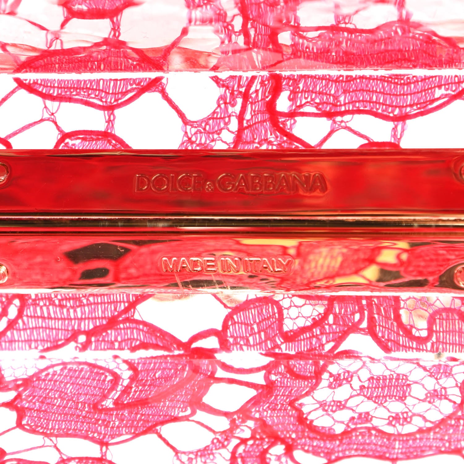 Dolce & Gabbana Plexiglass Lace Dolce Box Clutch Red 6 of 8