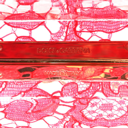 Dolce & Gabbana Plexiglass Lace Dolce Box Clutch Red 6 of 8