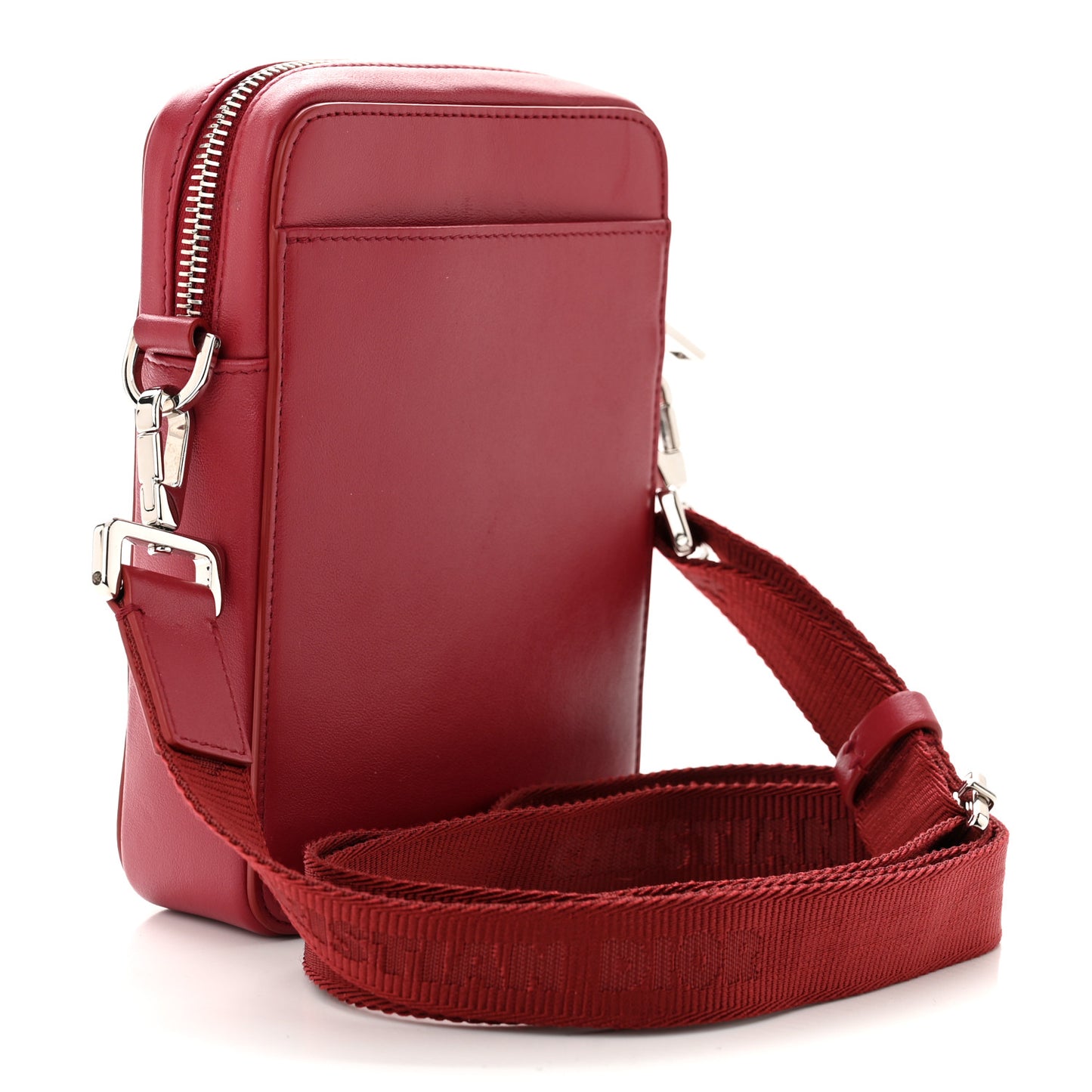 Calfskin Oblique Galaxy Perforated World Tour Messenger Pouch Red White