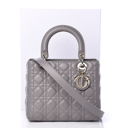 Christian Dior Lambskin Cannage Medium Lady Dior Grey 15 of 15