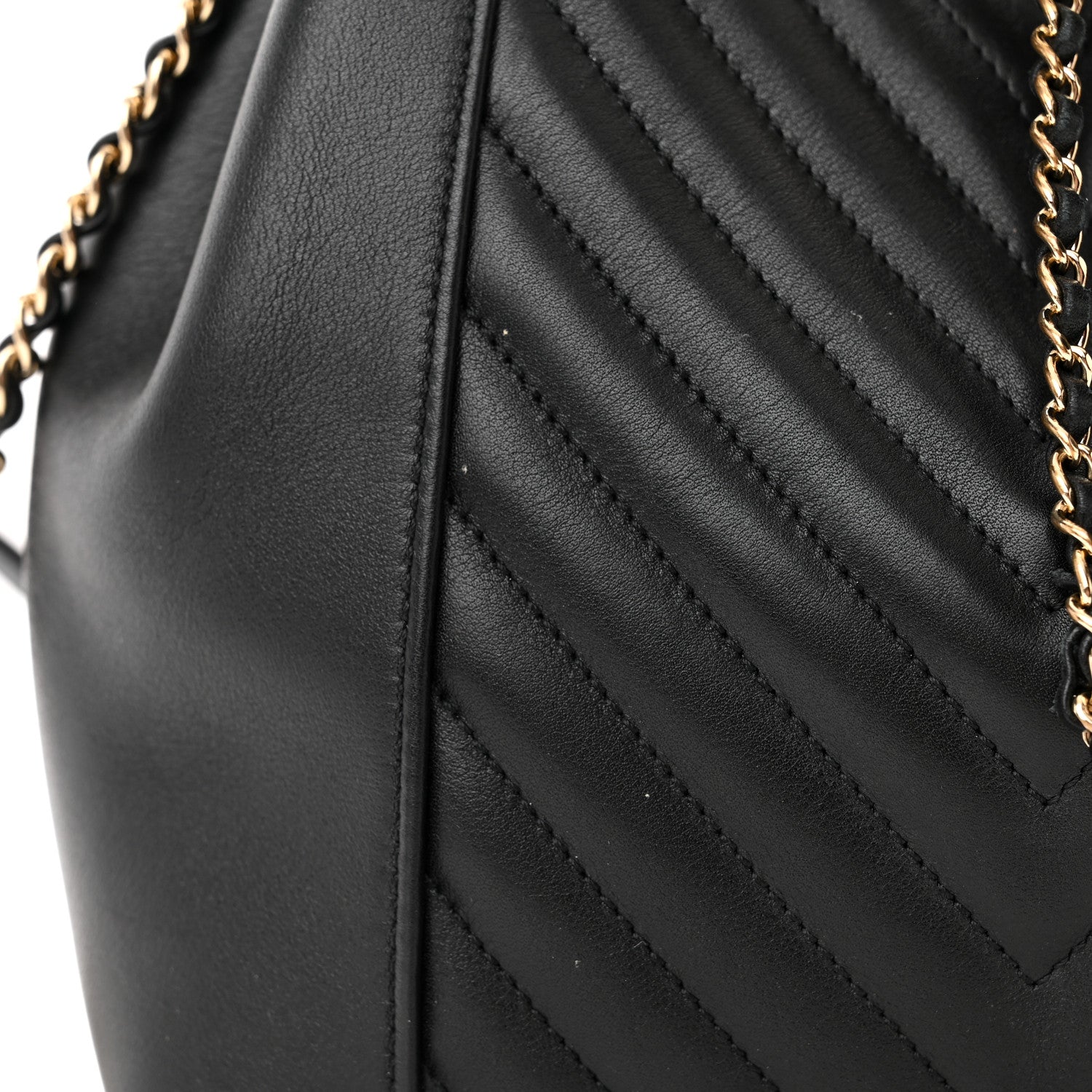 Chanel Calfskin Quilted Daily Chevron Drawstring Bag Black 11 of 15