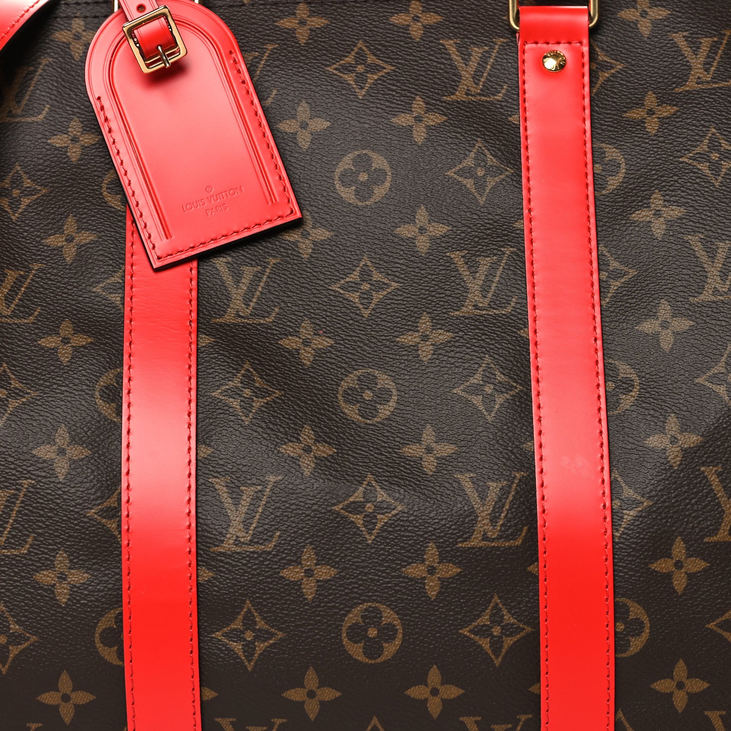 Louis Vuitton Calfskin Monogram Keepall Bandouliere 50 Coquelicot 6 of 10