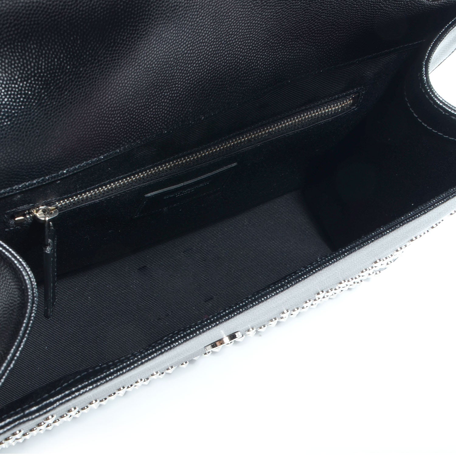 Saint Laurent Grain de Poudre Matelasse Studded Large Monogram Satchel Black 5 of 8