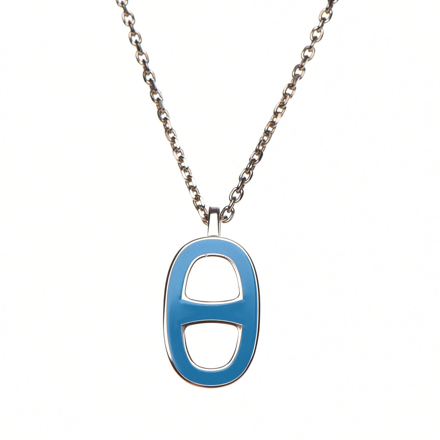 Hermes Lacquered Iliade Pendant Necklace Bleu Paradis 4 of 7