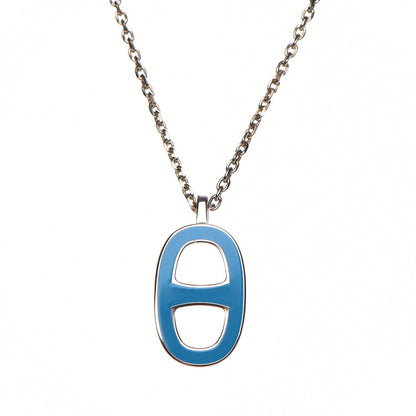 Hermes Lacquered Iliade Pendant Necklace Bleu Paradis 4 of 7