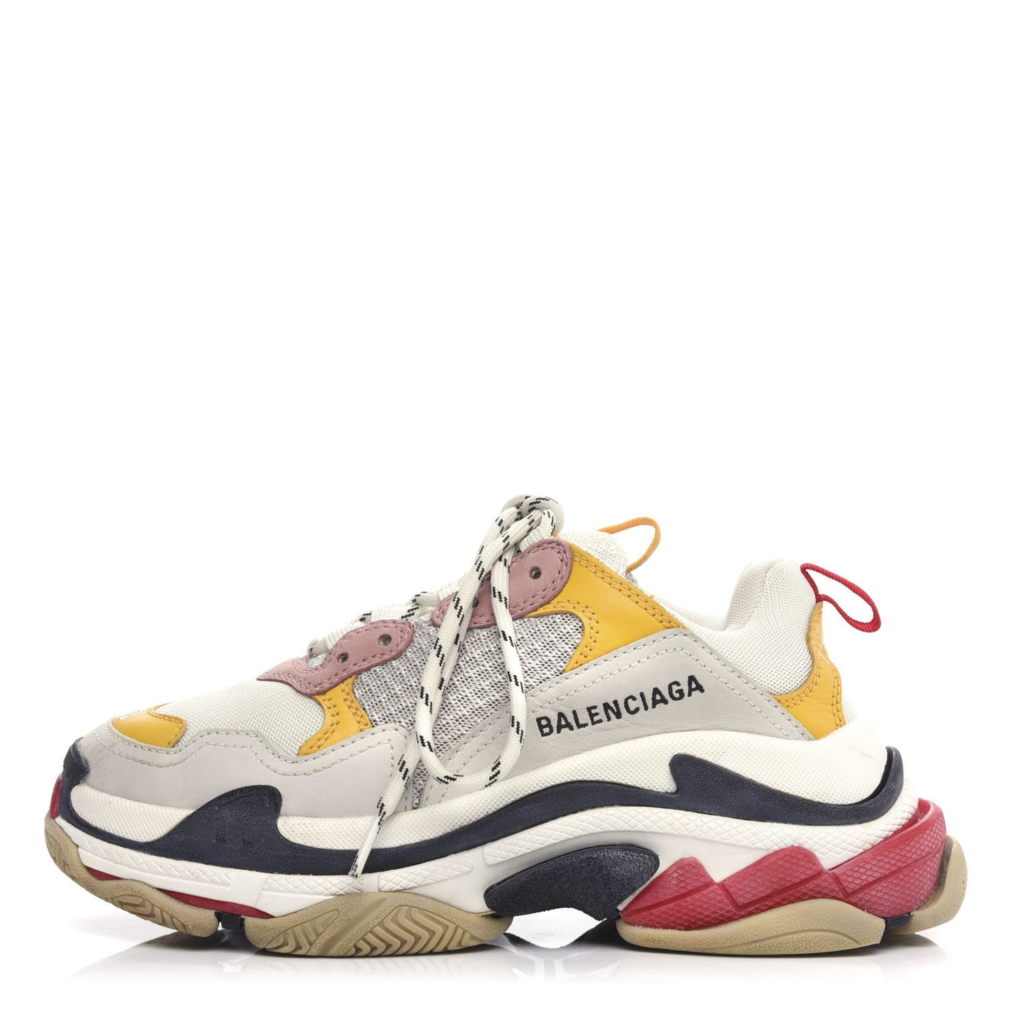 Mesh Nubuck Womens Triple S Sneakers 36 White Gris Jaune Rose