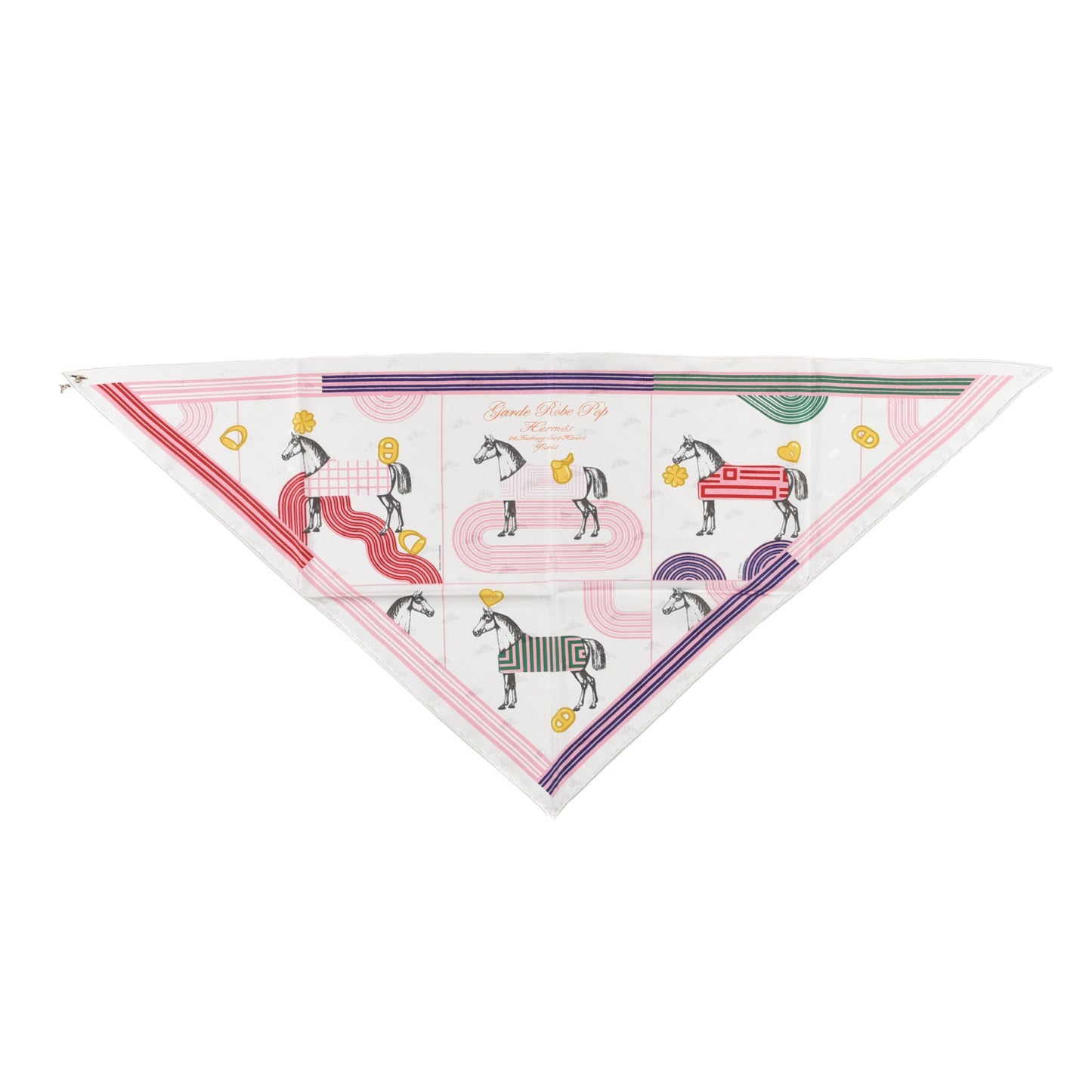Silk Garde Robe Pop Charm Triangle Scarf 70 Multicolor White