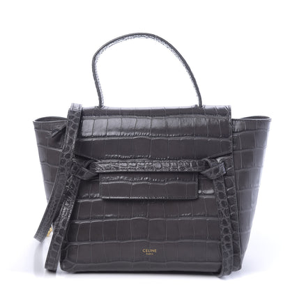 Celine Calfskin Crocodile Embossed Nano Belt Bag Grey 1 of 11