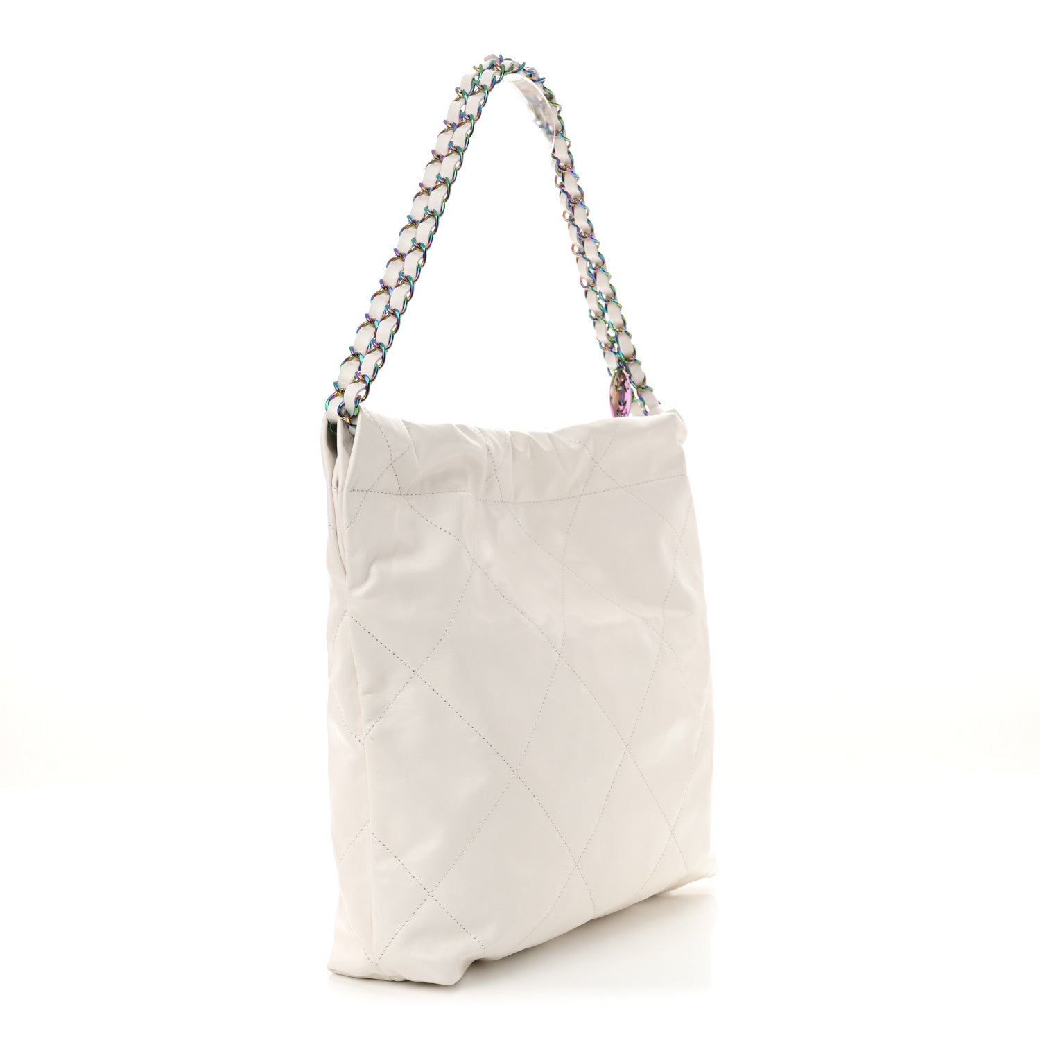 Chanel Shiny Calfskin Quilted Rainbow Small Chanel 22 White 4 of 12