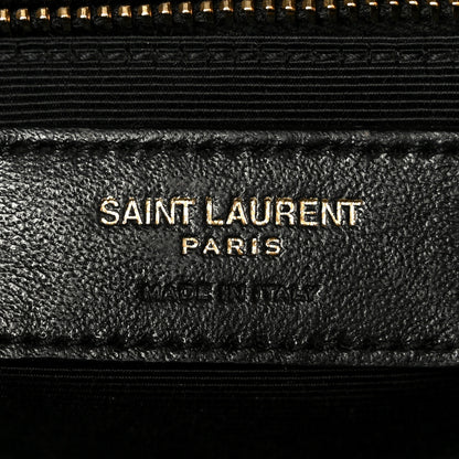 Saint Laurent Grain De Poudre Matelasse Chevron Large Monogram Satchel Black 7 of 11