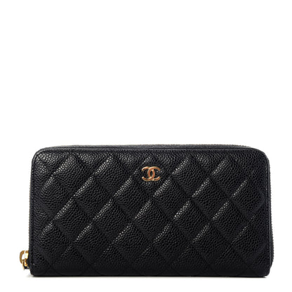 Chanel Caviar Quilted Large Gusset Zip Around Wallet Black 1 of 9