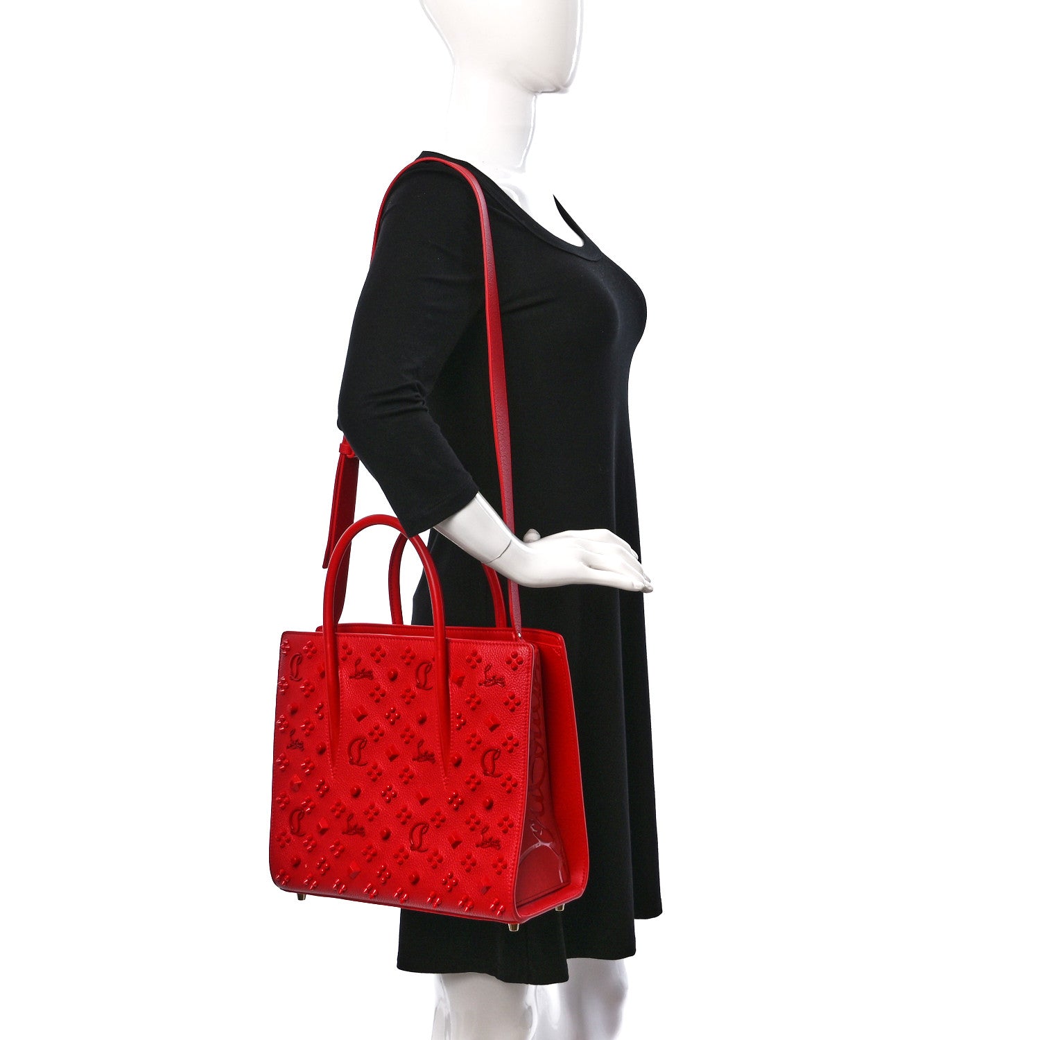 Christian Louboutin Calfskin Spikes Loubinthesky Medium Paloma Red