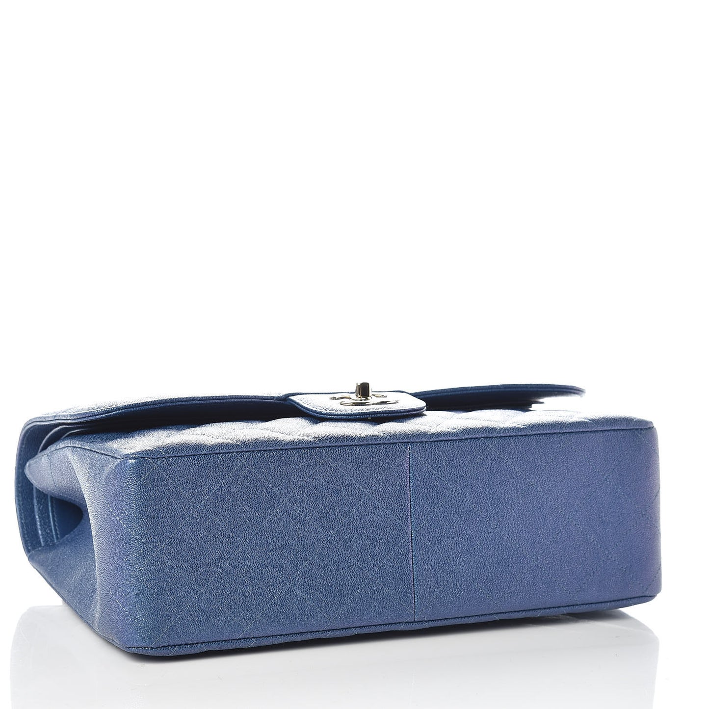 Iridescent Caviar Quilted Jumbo Double Flap Dark Blue