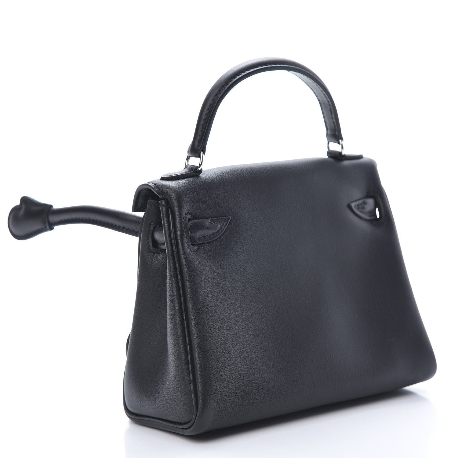Hermes Swift Horseshoe Quelle Idole Kelly Doll Handbag Black Bleu Electrique 3 of 10