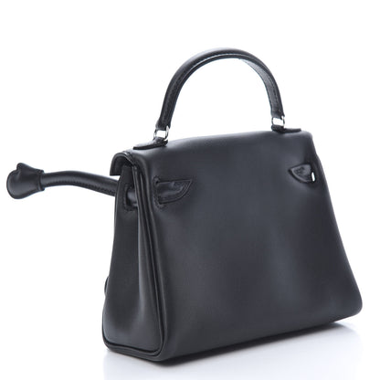 Hermes Swift Horseshoe Quelle Idole Kelly Doll Handbag Black Bleu Electrique 3 of 10