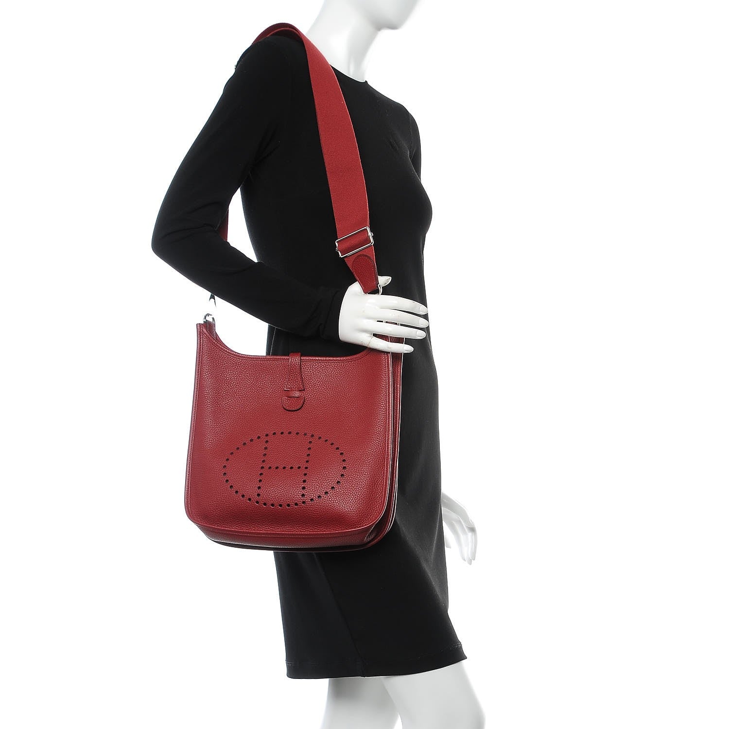 Hermes Taurillon Clemence Evelyne III PM Rouge Grenat 2 of 9