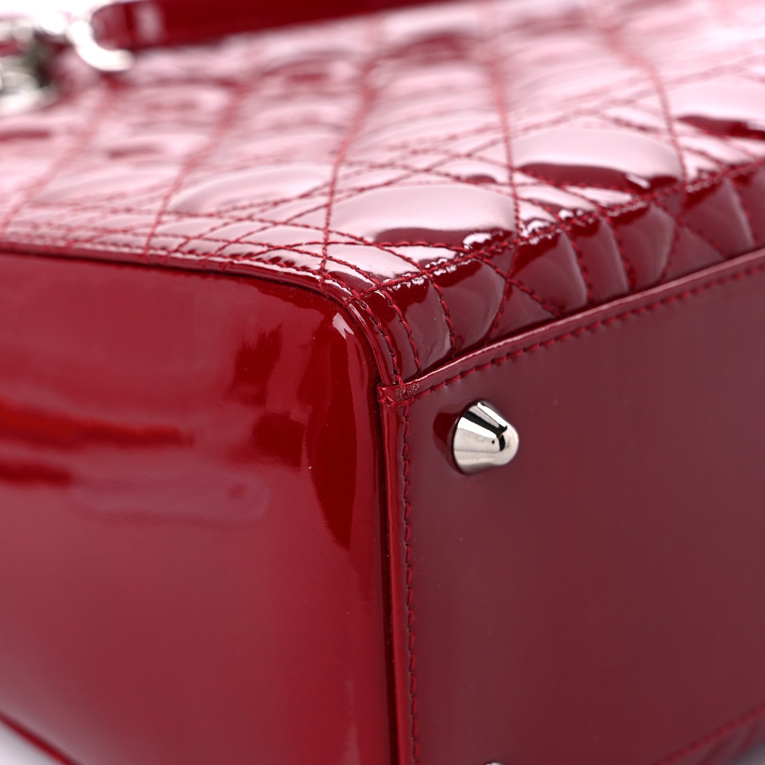 Christian Dior Patent Cannage Large Lady Dior Red 10 of 13