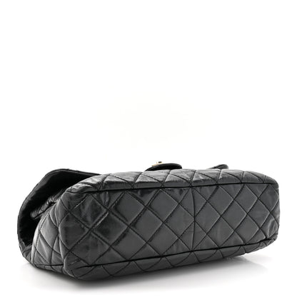 Chanel Glazed Calfskin Castle Rock Large Flap Black Burgundy 4 of 15