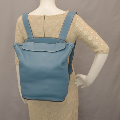 Hermes Clemence Sherpa Backpack Blue Jean 2 of 7