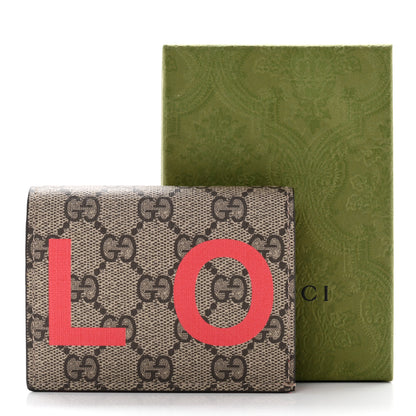 Gucci GG Supreme Monogram Moon Calfskin Love Valentines Day Card Case Beige Ebony New Geranium 8 of 8