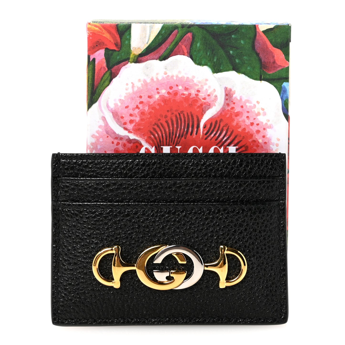 Grainy Calfskin Zumi Card Holder Black