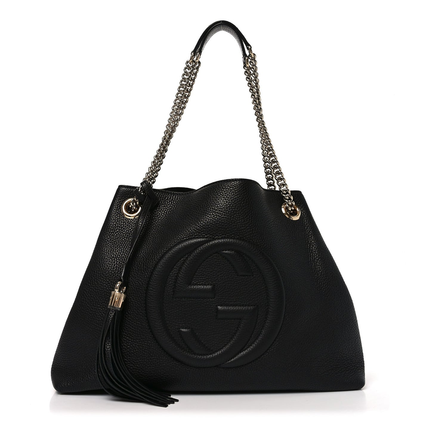 Pebbled Calfskin Medium Soho Chain Shoulder Bag Black