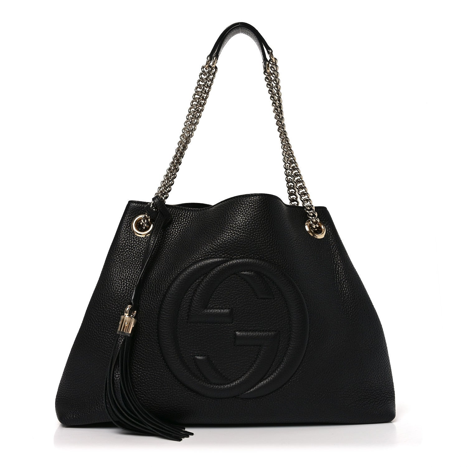 Gucci Pebbled Calfskin Medium Soho Chain Shoulder Bag Black 1 of 9