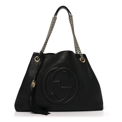 Gucci Pebbled Calfskin Medium Soho Chain Shoulder Bag Black 1 of 9