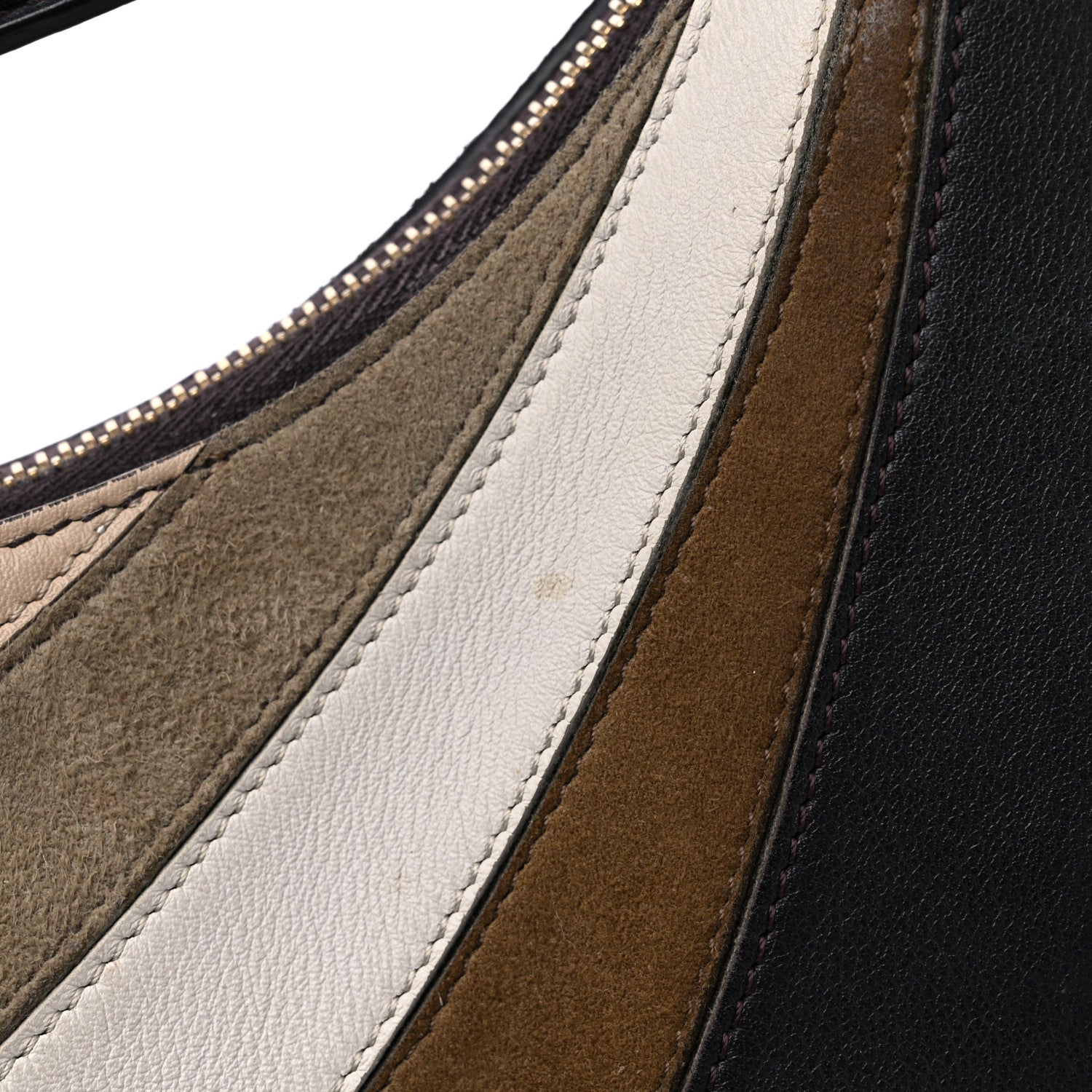Fendi Vitello Seta Goatskin Suede Rainbow Inlay Small Fendigraphy Hobo Bag Grigio Multicolor Ebano 13 of 15
