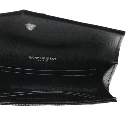 Saint Laurent Grain De Poudre Matelasse Chevron Small Monogram Envelope Wallet Black 5 of 8