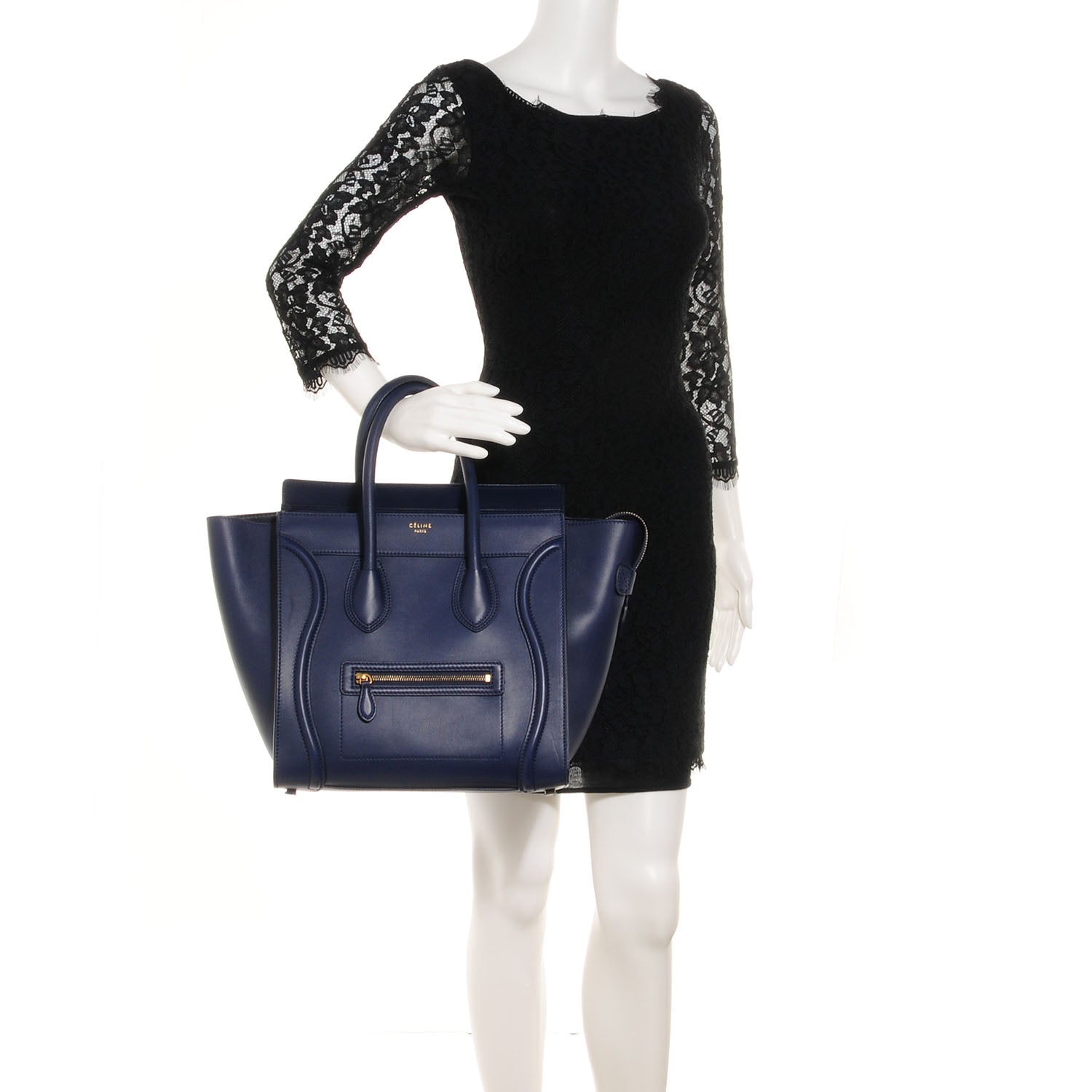 Celine Smooth Calfskin Mini Luggage Ink Blue 2 of 9
