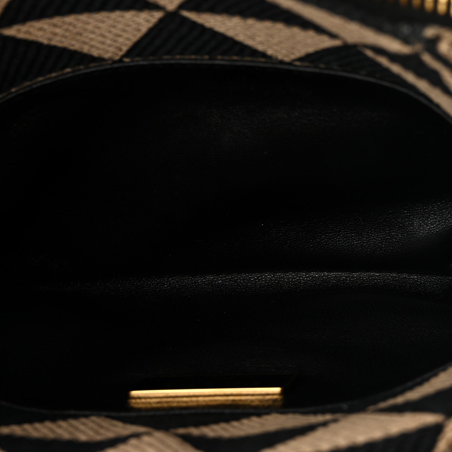 Prada Jacquard Triangolo Symbole Embroidered Small Shoulder Bag Black Corda 7 of 12