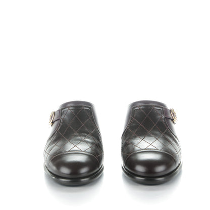 Chanel Calfskin Quilted CC Mules 36.5 Burgundy Brown 2 of 8