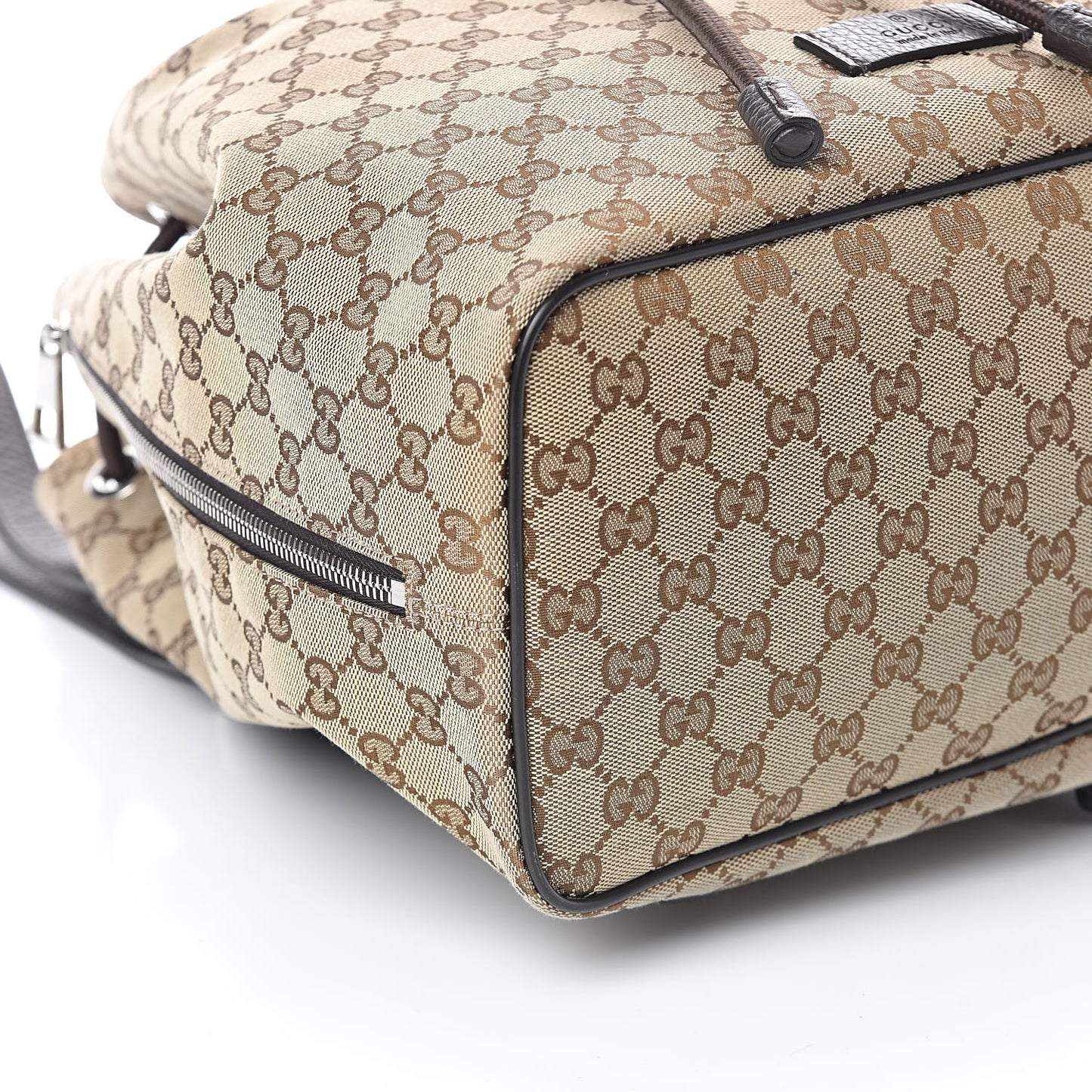Monogram Dollar Calfskin O Drawstring Backpack Beige Ebony Testa di Moro Dark Chocolate