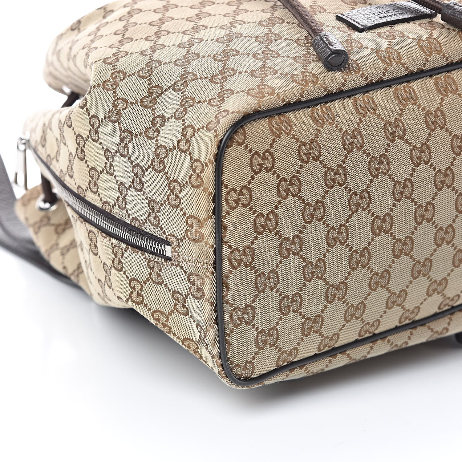 Gucci Monogram Dollar Calfskin O Drawstring Backpack Beige Ebony Testa di Moro Dark Chocolate 8 of 9