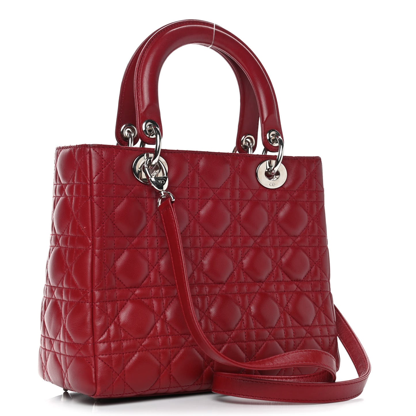 Lambskin Cannage Medium Lady Dior Red