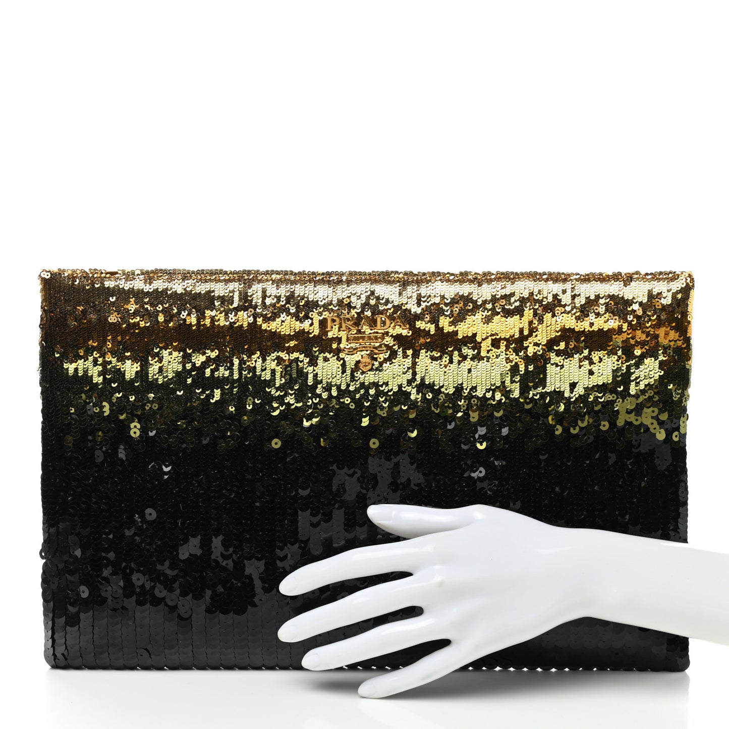 Sequin Ombre Clutch Black Green Gold