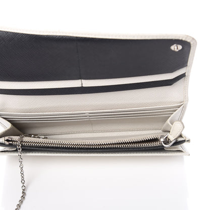 Prada Saffiano Bi-Color Trend Continental Wallet Talco Black 6 of 12