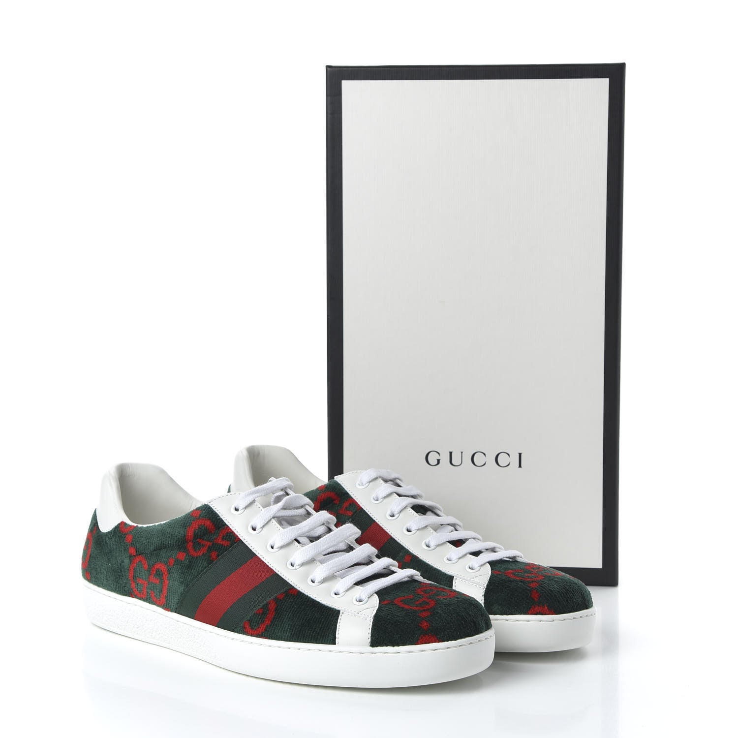 Gucci Covered Wool Big GG Monogram Mens Sneaker 12 Green Red 9 of 10
