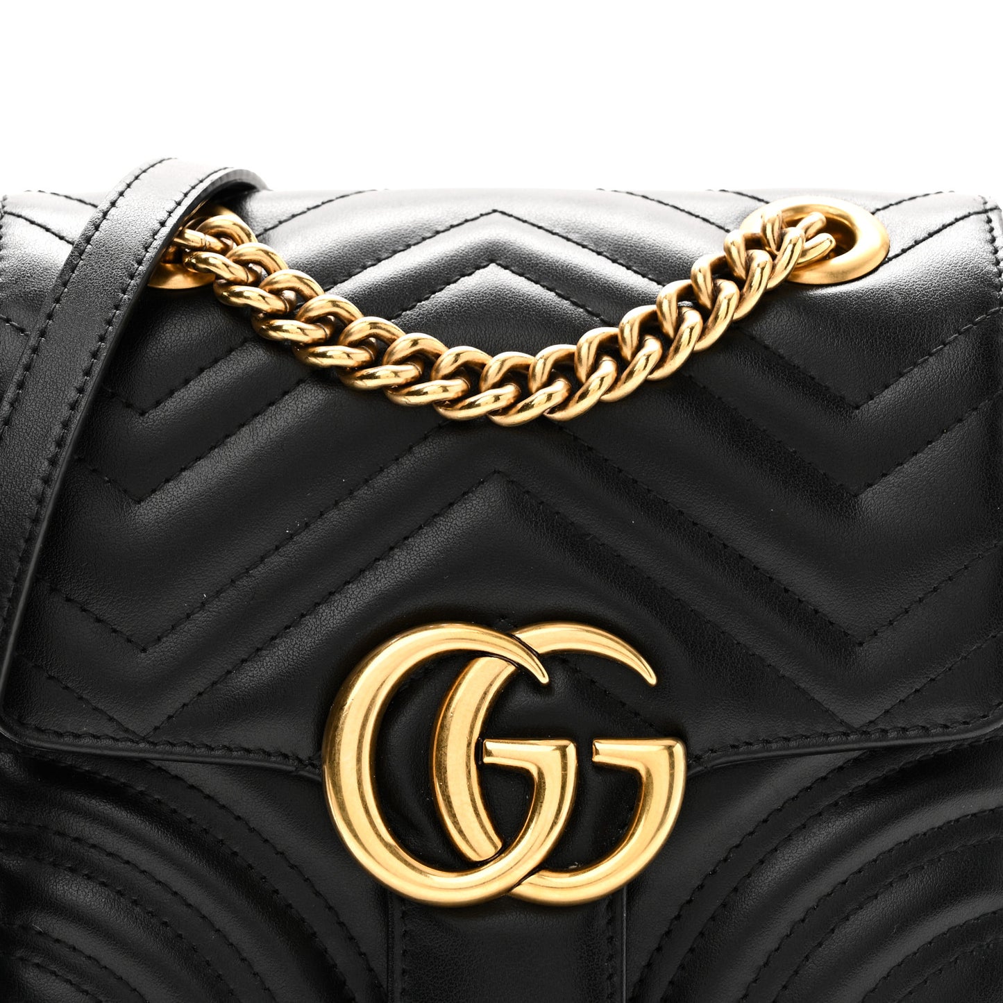 Calfskin Matelasse Mini GG Marmont Square Shoulder Bag Black