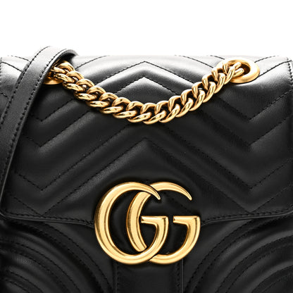 Gucci Calfskin Matelasse Mini GG Marmont Square Shoulder Bag Black 8 of 11