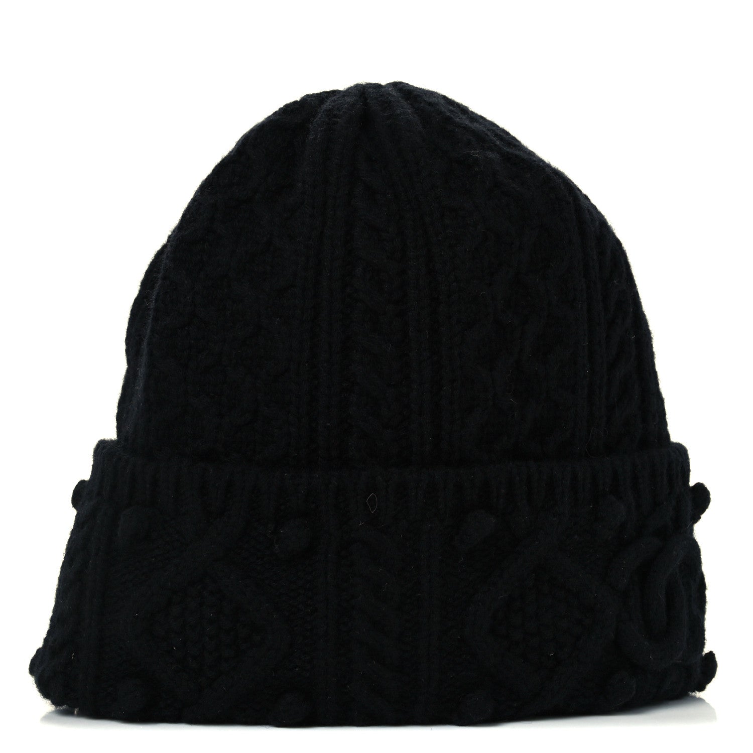 Chanel Cashmere CC Beanie Hat Black 3 of 4