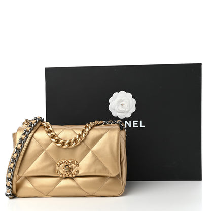 Chanel Metallic Goatskin Quilted Medium Chanel 19 Flap Gold 11 of 11