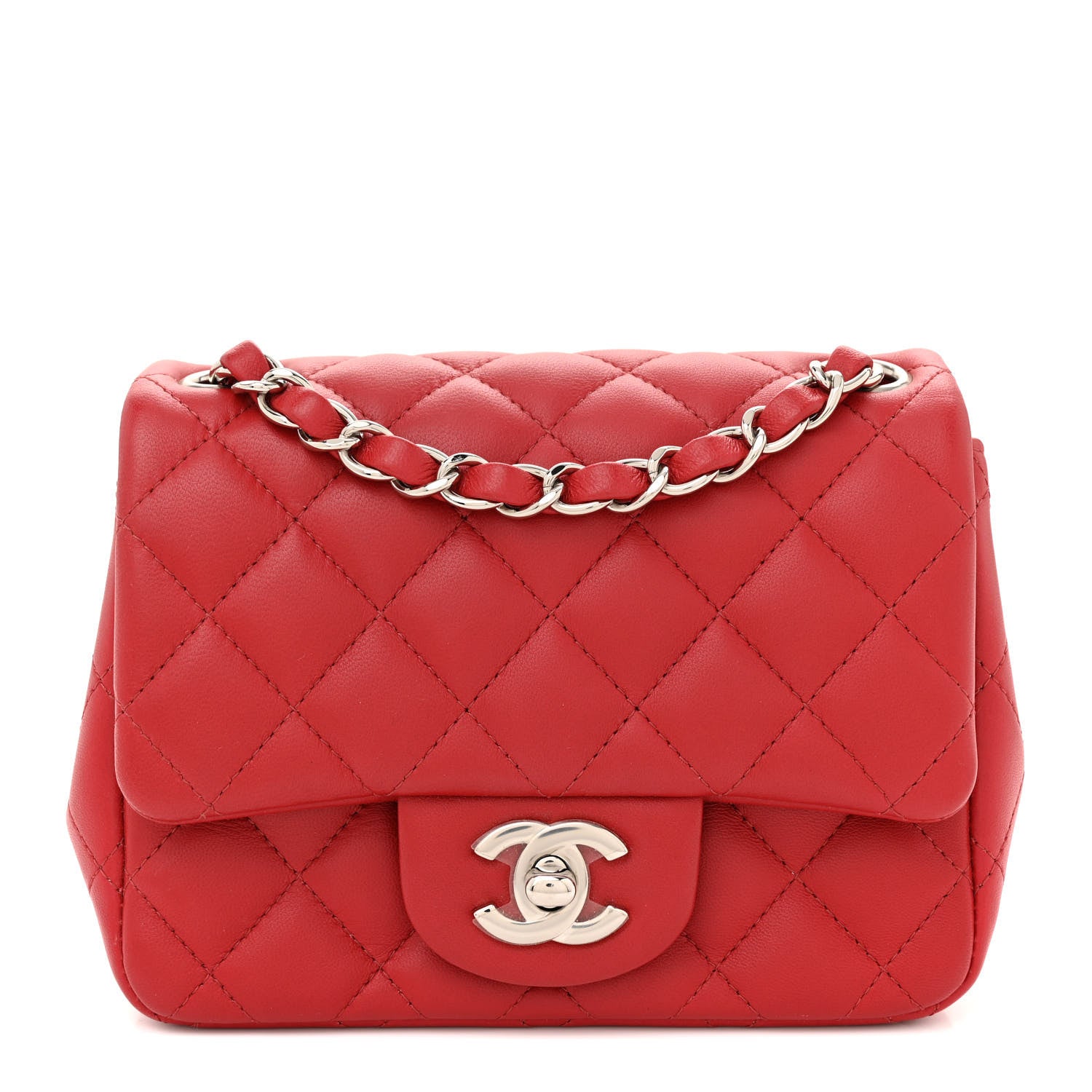 Chanel Lambskin Quilted Mini Square Flap Red 1 of 10